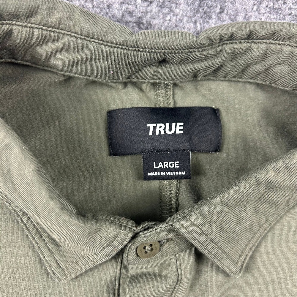 TRUE Linkswear Polo Shirt Mens‎ Large Olive Green Recycled Tencel Golf Top - Picture 4 of 8